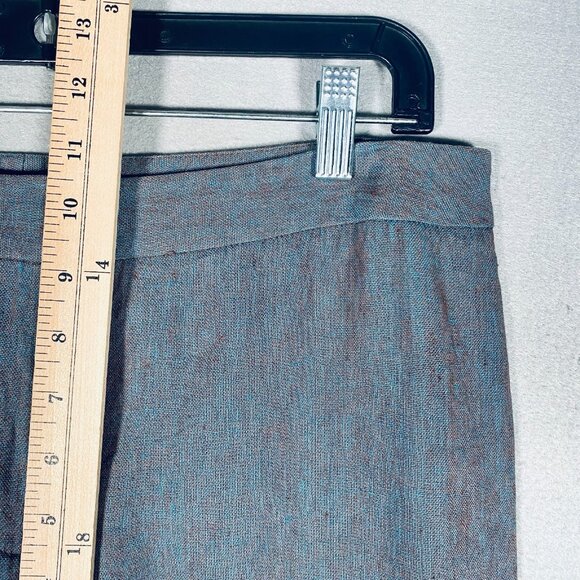 Lafayette NY Womens Pants 8 Blue Linen Wide Leg Old Money Quiet Luxury Shiny - Picture 7 of 12